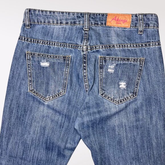 Akings Distressed Girlfriend Jeans Cropped Denim Petite Size 6 - Picture 6 of 6
